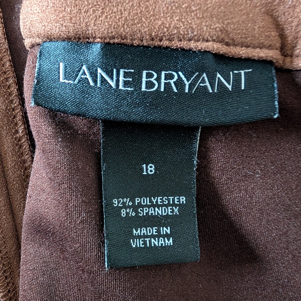 LANE BRYANT Pencil Skirt Brown Faux Suede Plus Size 18 - Picture 3 of 10